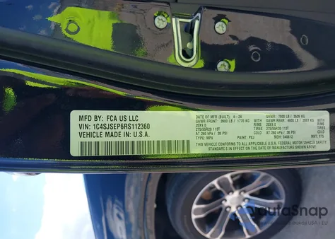 2024 Jeep Grand Wagoneer L Series I z USA, uszkodzony, nr VIN 1C4SJSEP6RS112360